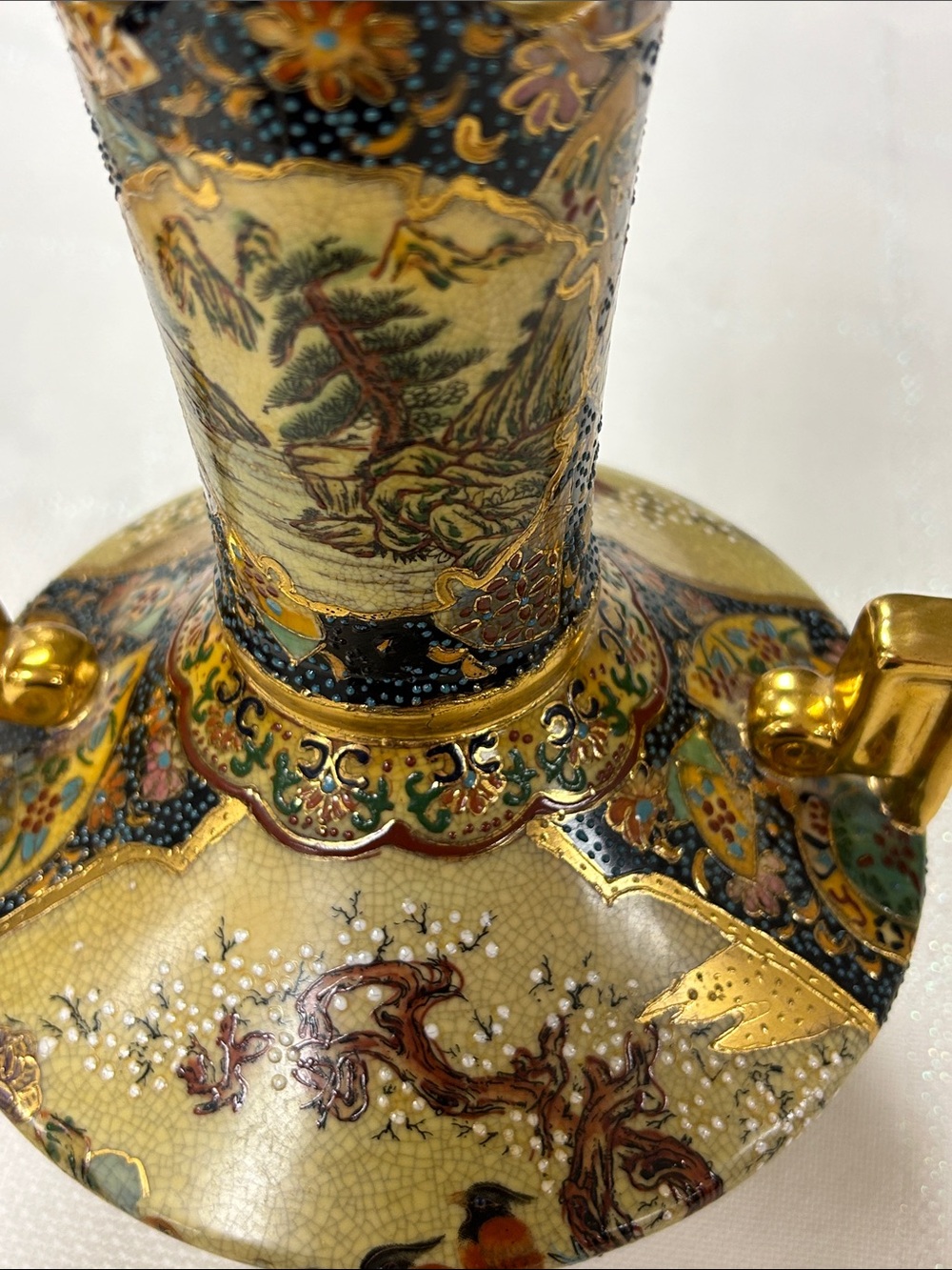 Vintage 10" Chinese Satsuma Style Gilt Vase" image 3